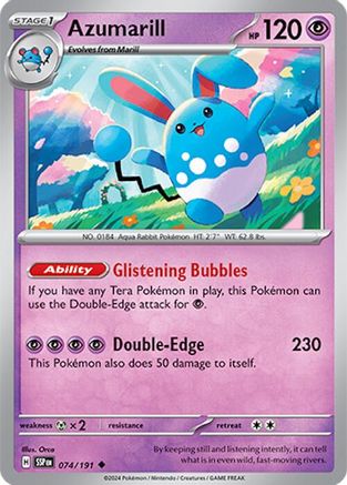 SV08 Surging Sparks  074/191 Azumarill  - Reverse Holofoil - Uncommon