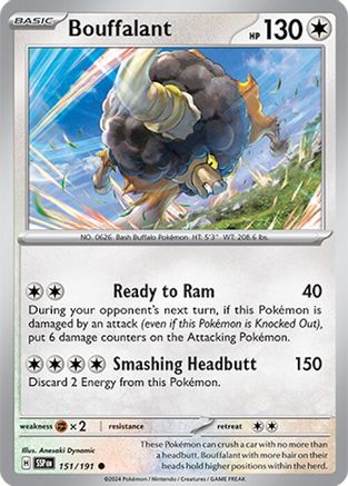 SV08 Surging Sparks  151/191 Bouffalant  - Reverse Holofoil - Common