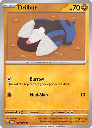 SV08 Surging Sparks  108/191 Drilbur  - Reverse Holofoil - Common