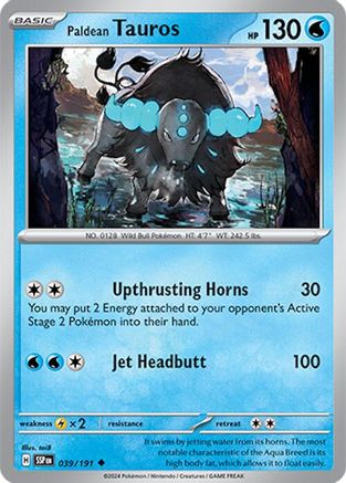 SV08 Surging Sparks  039/191 Paldean Tauros  - Reverse Holofoil - Uncommon