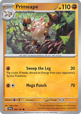 SV08 Surging Sparks  099/191 Primeape  - Reverse Holofoil - Common