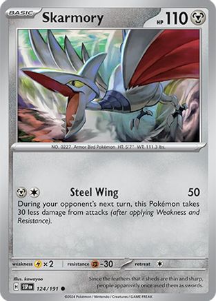 SV08 Surging Sparks  124/191 Skarmory  - Reverse Holofoil - Common