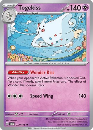 SV08 Surging Sparks  072/191 Togekiss  - Holofoil - Rare