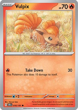 SV08 Surging Sparks  016/191 Vulpix  - Reverse Holofoil - Common