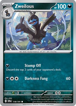 SV08 Surging Sparks  118/191 Zweilous  - Reverse Holofoil - Common