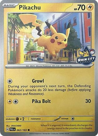 Miscellaneous Cards & Products  062 Pikachu (Rain City Showcase)  - Promo