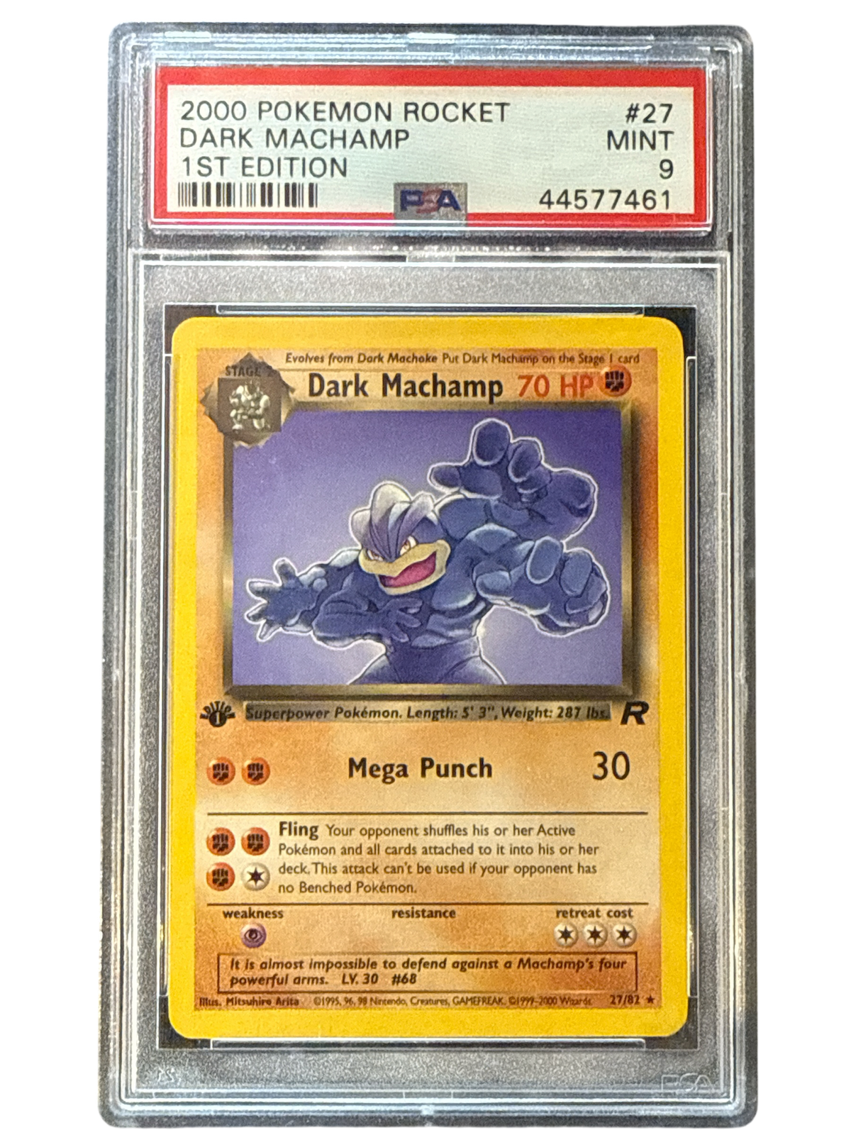 Team Rocket  027/82 PSA9 #44577461 Dark Machamp (27)  - 1st Edition - Rare