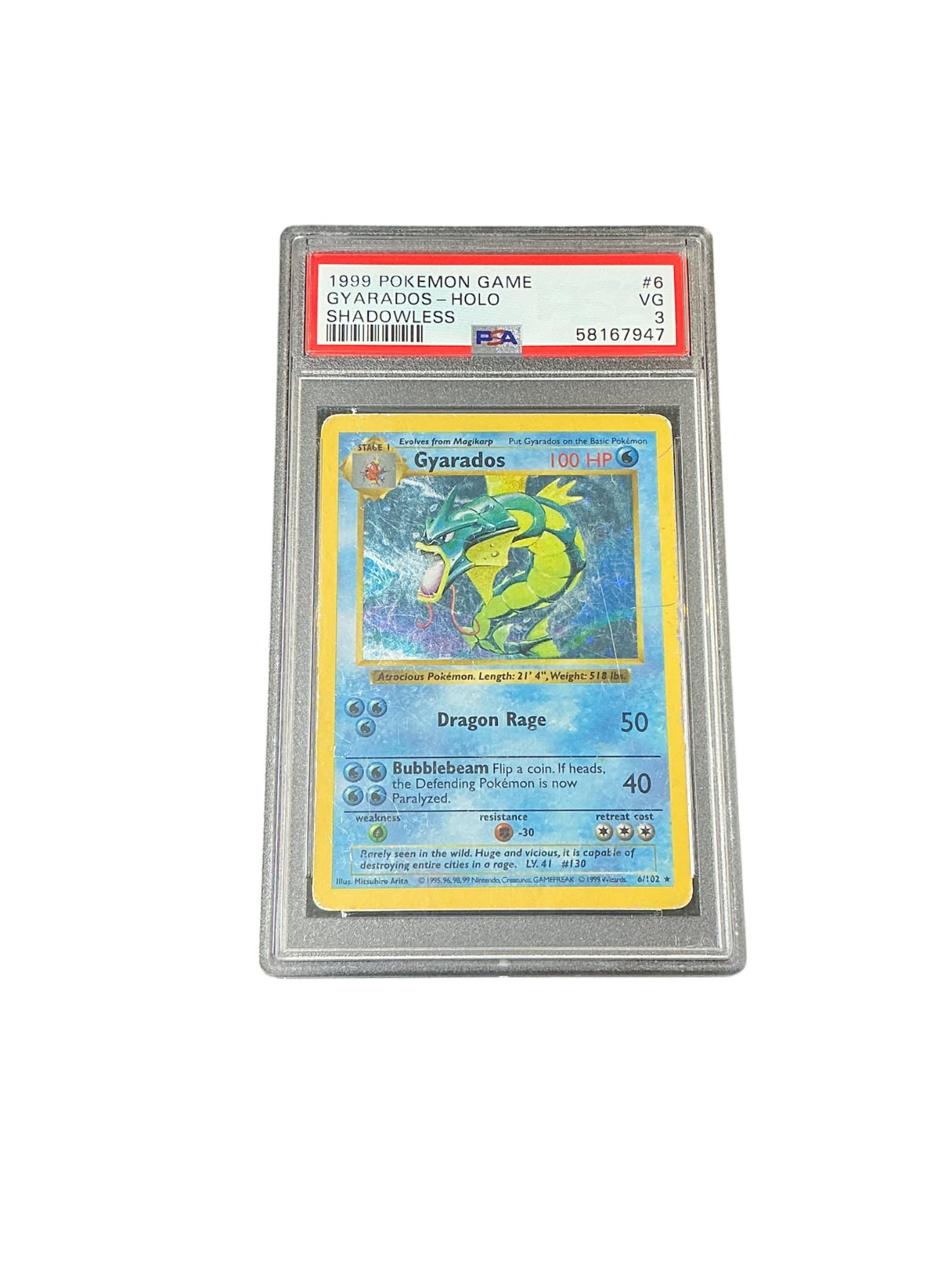Base Set Shadowless  006/102 PSA3 #58167947 Gyarados  - Unlimited Holofoil - Holo Rare