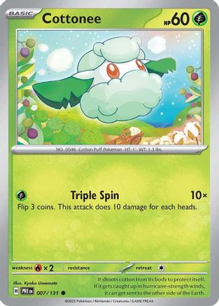 SV Prismatic Evolutions  007/131 Cottonee  - Reverse Holofoil - Common