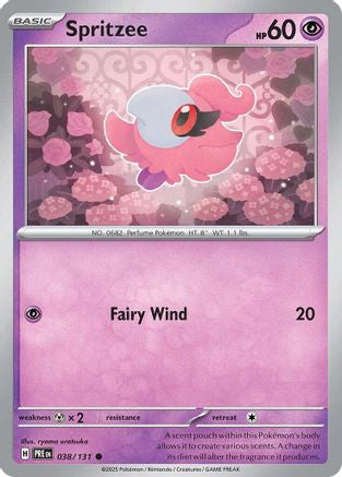 SV Prismatic Evolutions  038/131 Spritzee  - Reverse Holofoil - Common
