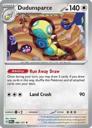 SV Prismatic Evolutions  080/131 Dudunsparce  - Reverse Holofoil - Rare