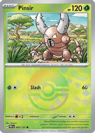 SV Prismatic Evolutions  003/131 Pinsir (Poke Ball Pattern)  - Holofoil - Common