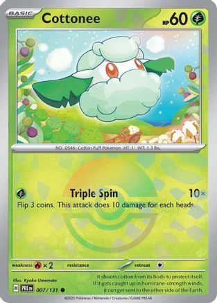 SV Prismatic Evolutions  007/131 Cottonee (Poke Ball Pattern)  - Holofoil - Common