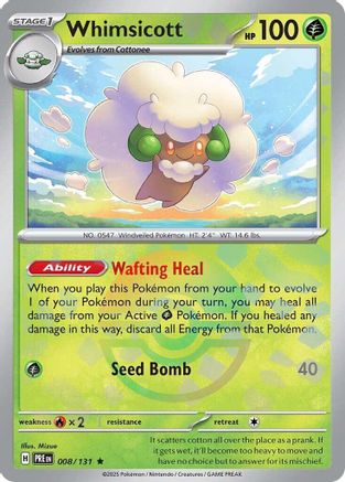 SV Prismatic Evolutions  008/131 Whimsicott (Poke Ball Pattern)  - Holofoil - Rare