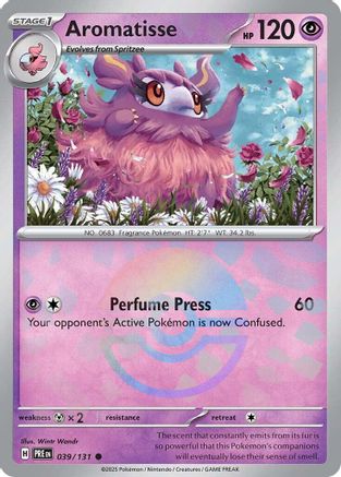 SV Prismatic Evolutions  039/131 Aromatisse (Poke Ball Pattern)  - Holofoil - Common