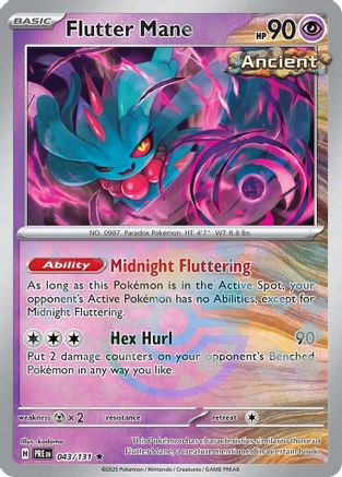 SV Prismatic Evolutions  043/131 Flutter Mane (Poke Ball Pattern)  - Holofoil - Rare
