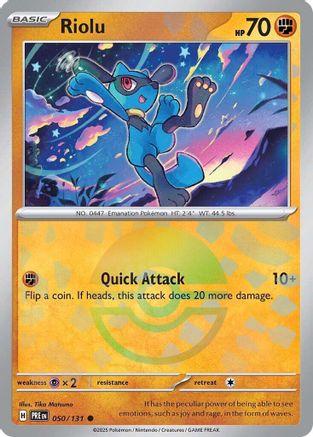 SV Prismatic Evolutions  050/131 Riolu (Poke Ball Pattern)  - Holofoil - Common