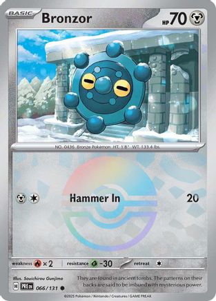 SV Prismatic Evolutions  066/131 Bronzor (Poke Ball Pattern)  - Holofoil - Common