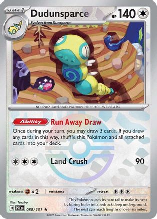 SV Prismatic Evolutions  080/131 Dudunsparce (Poke Ball Pattern)  - Holofoil - Rare