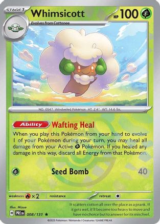 SV Prismatic Evolutions  008/131 Whimsicott (Master Ball Pattern)  - Holofoil - Rare