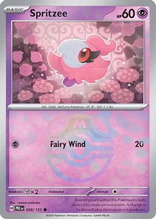 SV Prismatic Evolutions  038/131 Spritzee (Master Ball Pattern)  - Holofoil - Common