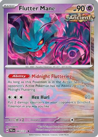 SV Prismatic Evolutions  043/131 Flutter Mane (Master Ball Pattern)  - Holofoil - Rare