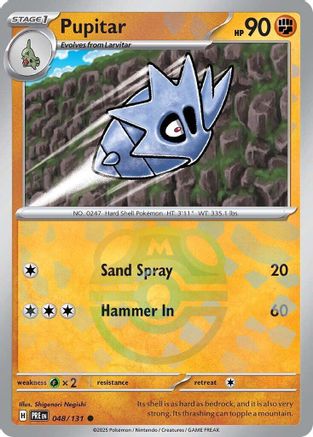 SV Prismatic Evolutions  048/131 Pupitar (Master Ball Pattern)  - Holofoil - Common