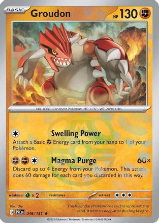 SV Prismatic Evolutions  049/131 Groudon (Master Ball Pattern)  - Holofoil - Rare