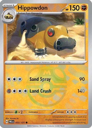 SV Prismatic Evolutions  053/131 Hippowdon (Master Ball Pattern)  - Holofoil - Common