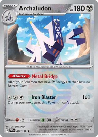 SV Prismatic Evolutions  070/131 Archaludon (Master Ball Pattern)  - Holofoil - Rare
