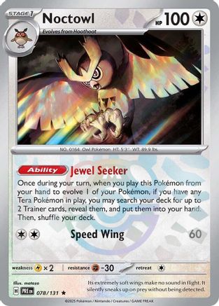 SV Prismatic Evolutions  078/131 Noctowl (Master Ball Pattern)  - Holofoil - Rare