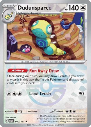 SV Prismatic Evolutions  080/131 Dudunsparce (Master Ball Pattern)  - Holofoil - Rare