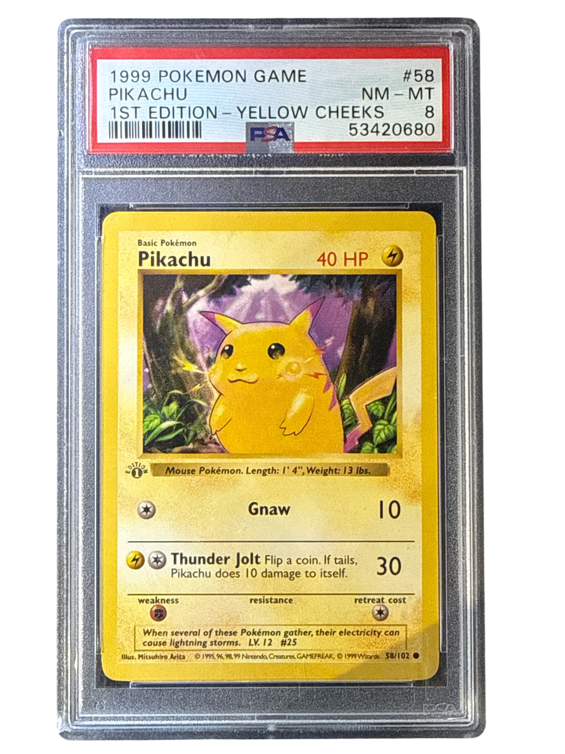 Base Set Shadowless  058/102 PSA8 #53420680 Pikachu  - 1st Edition - Common