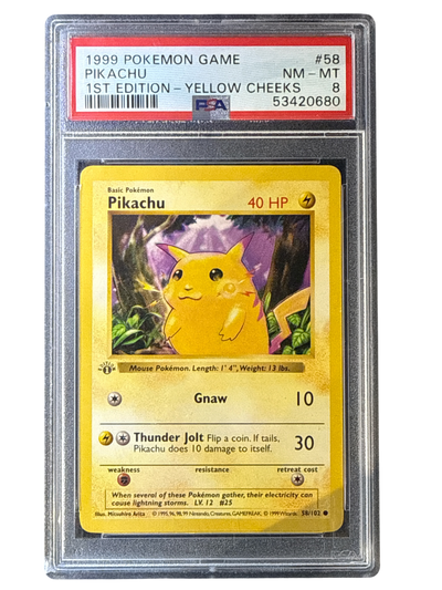 Base Set Shadowless  058/102 PSA8 #53420680 Pikachu  - 1st Edition - Common