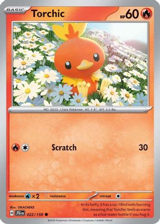 SV09 Journey Together  022/159 Torchic  - Reverse Holofoil - Common