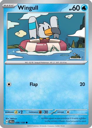 SV09 Journey Together  038/159 Wingull  - Reverse Holofoil - Common