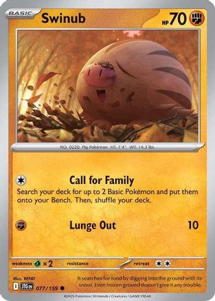 SV09 Journey Together  077/159 Swinub  - Reverse Holofoil - Common