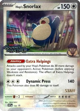 SV Scarlet & Violet Promo Cards  184 Hop's Snorlax  - Holofoil - Promo