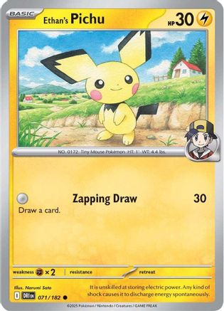 SV10 Destined Rivals  071/182 Ethan's Pichu  - Reverse Holofoil - Common