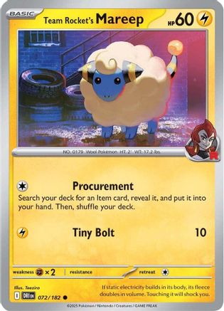 SV10 Destined Rivals  072/182 Team Rocket's Mareep  - Common