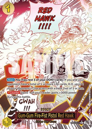 A Fist of Divine Speed  OP11-114 Gum-Gum Fire-Fist Pistol Red Hawk (Alternate Art) (OP11-114)  - Foil - Rare