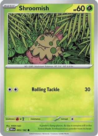 SV10 Destined Rivals  005/182 Shroomish  - Reverse Holofoil - Common