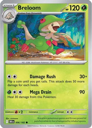 SV10 Destined Rivals  006/182 Breloom  - Reverse Holofoil - Common