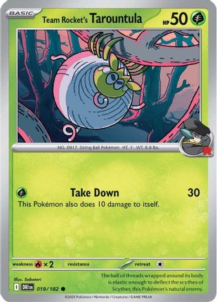 SV10 Destined Rivals  019/182 Team Rocket's Tarountula  - Reverse Holofoil - Common