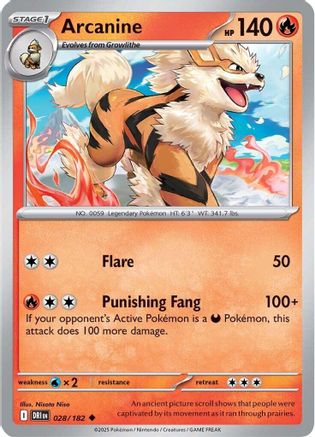 SV10 Destined Rivals  028/182 Arcanine  - Uncommon