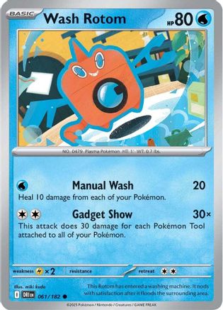 SV10 Destined Rivals  061/182 Wash Rotom  - Reverse Holofoil - Common