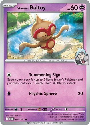 SV10 Destined Rivals  083/182 Steven's Baltoy  - Common