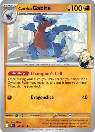 SV10 Destined Rivals  103/182 Cynthia's Gabite  - Common