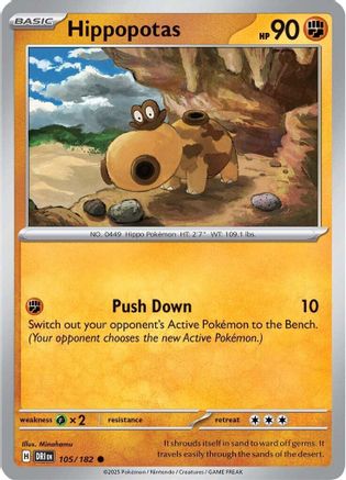 SV10 Destined Rivals  105/182 Hippopotas  - Reverse Holofoil - Common