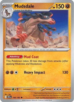 SV10 Destined Rivals  108/182 Mudsdale  - Reverse Holofoil - Uncommon